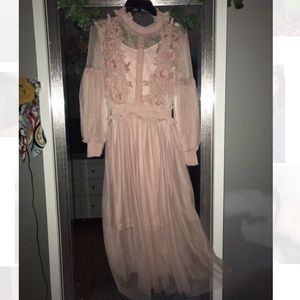 Victorian blush pink maxi dress